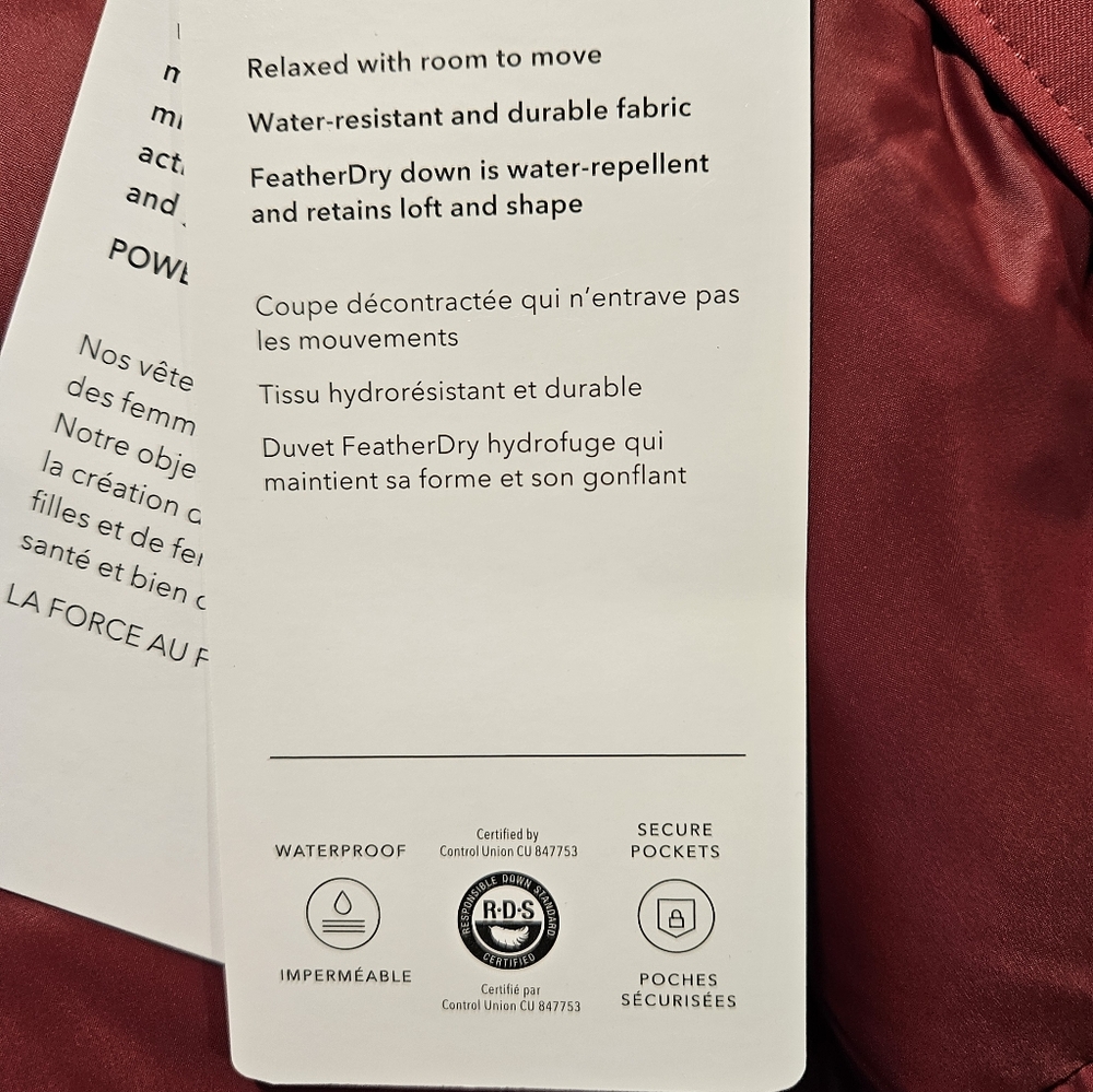NWT ATHLETA Red Outbound Down Parka Waterproof Jacket Women Size Medium Raincoat - Picture 7 of 14